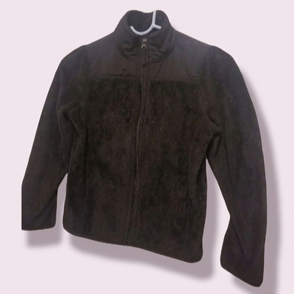 1989 Place Kids Black Fleece Jacket Girl M7/8 Fair Used Condition